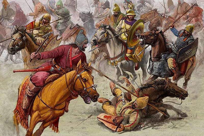 萨提罗斯的骑兵正在和欧美罗斯的骑兵交锋
