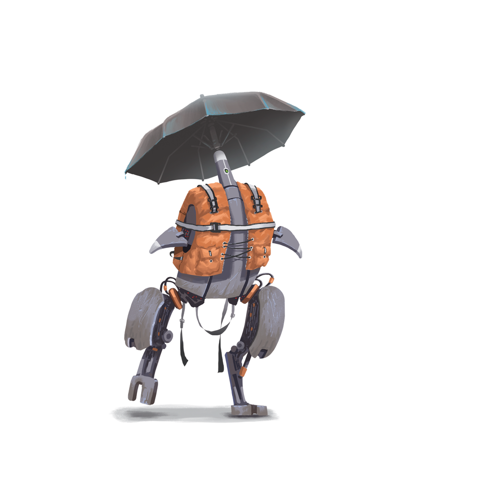 暴雨季节接小主人放学的机器人