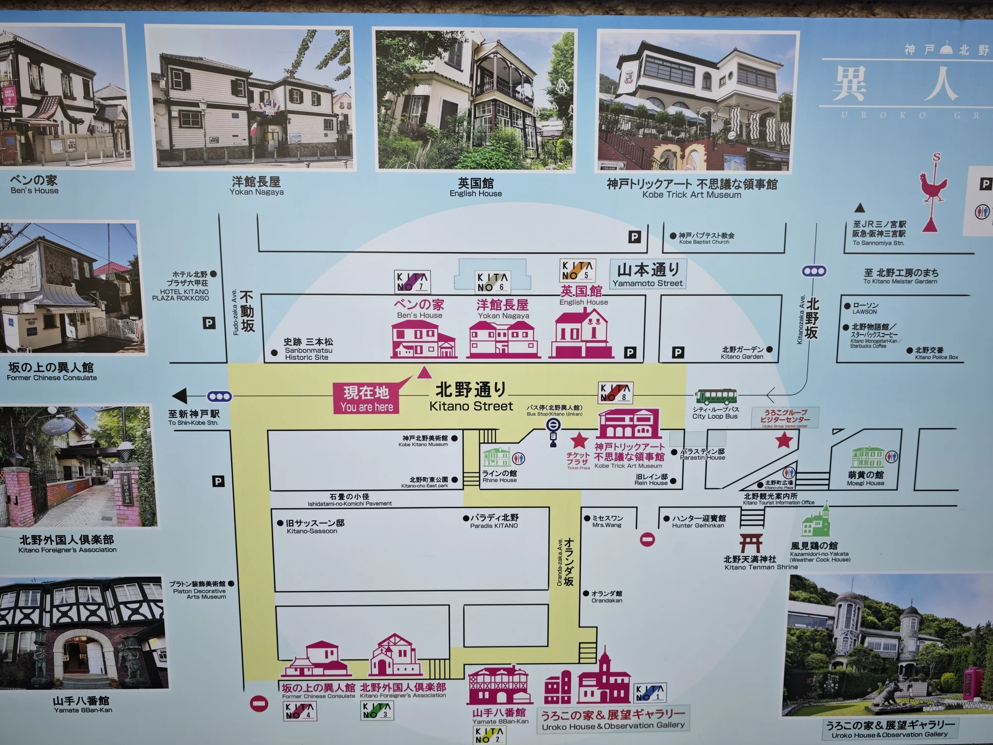 “北野异人馆街”区域内的保护建筑指南