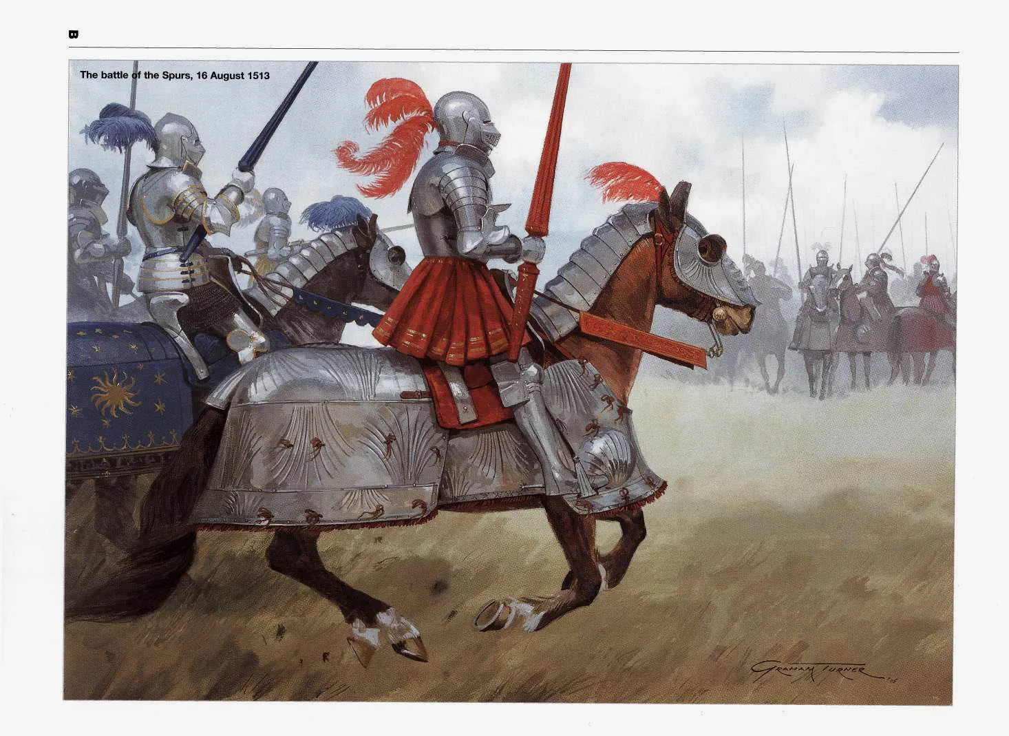 马刺之战中，英国骑士向法国骑士发起进攻