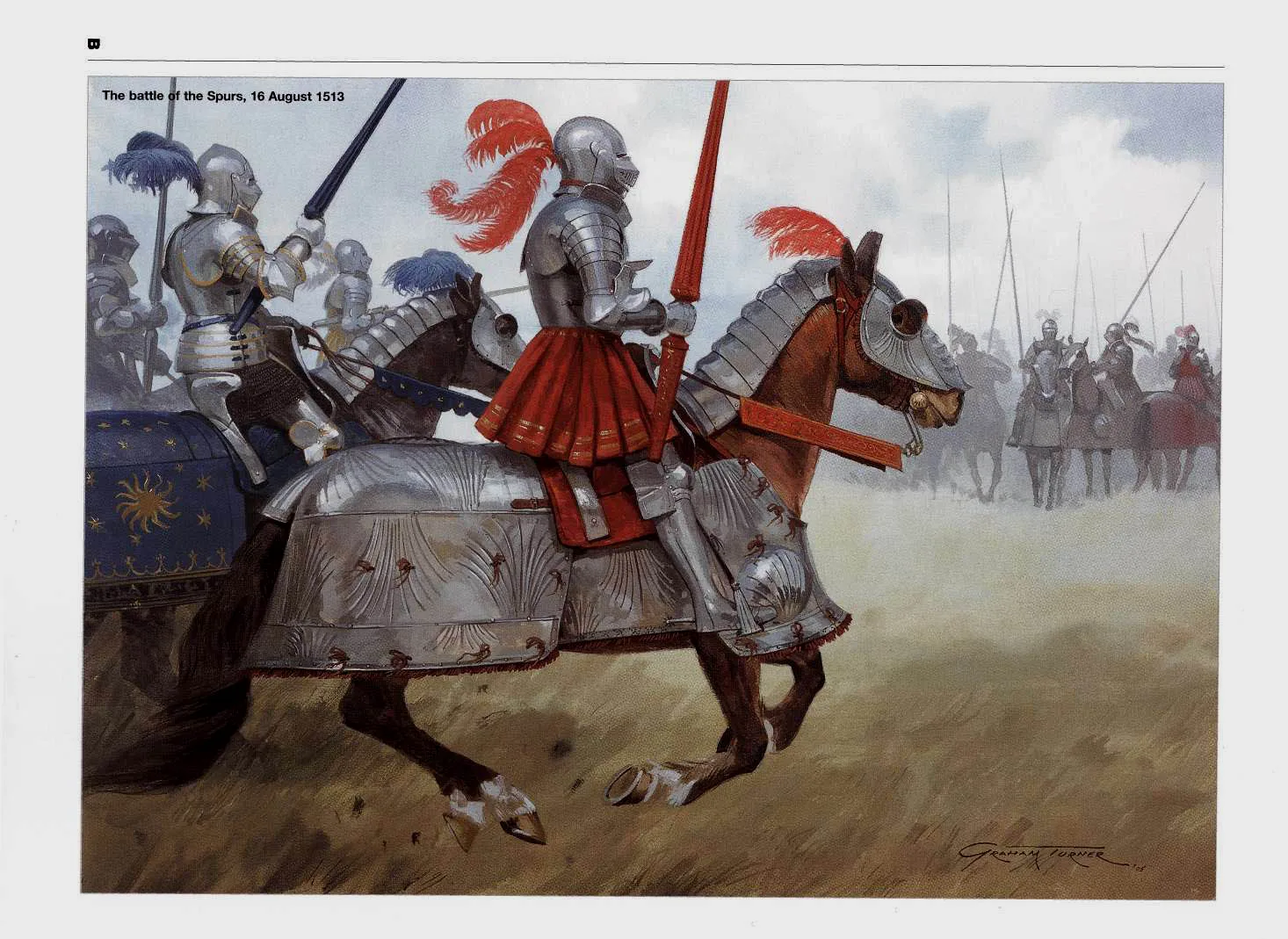 马刺之战中，英国骑士向法国骑士发起进攻