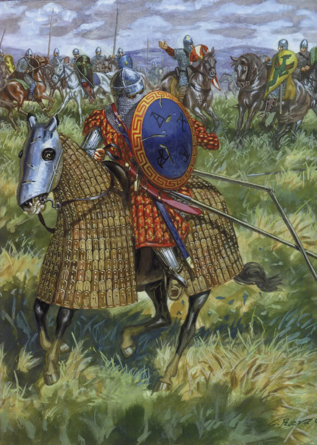 迪拉基乌姆之战中撤退的拜占庭骑兵，曼齐克特之战中，拜占庭精英骑兵的元气几乎被消耗殆尽