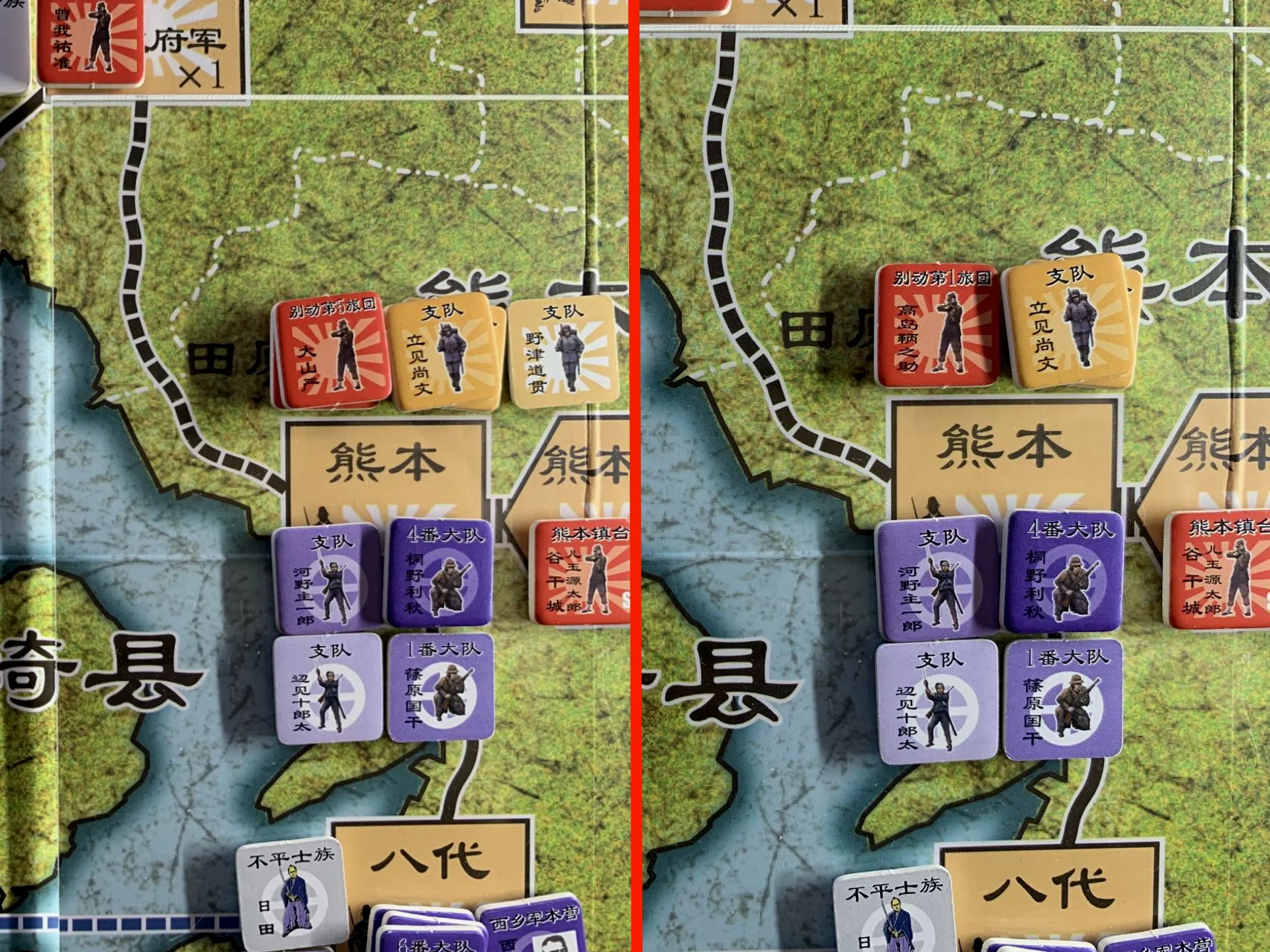 守方开火前（左）与开火后（右）对比
