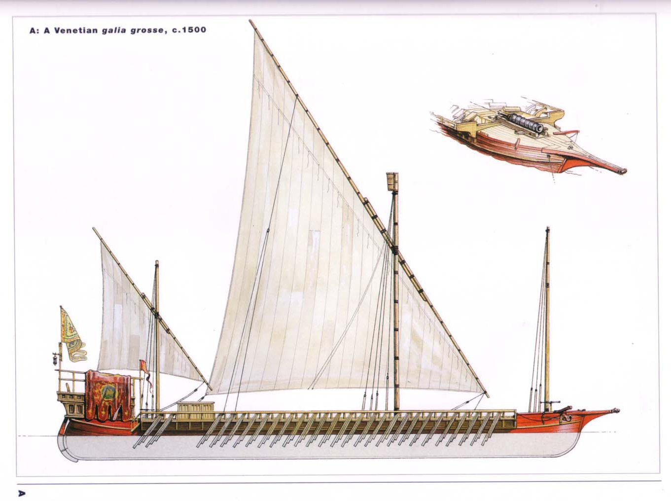 威尼斯的大型商用桨帆船
