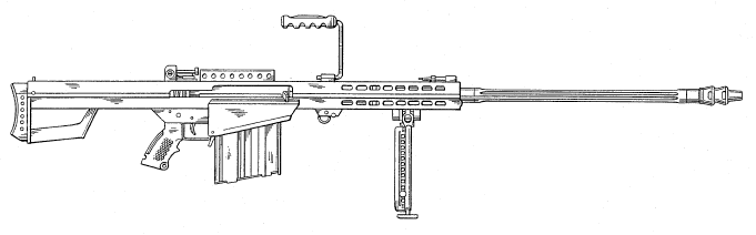 巴雷特M82A1，用的是早期圆形制退器