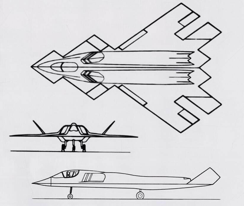 DP22方案的俯仰控制和方向稳定采用相对传统的V型垂尾。