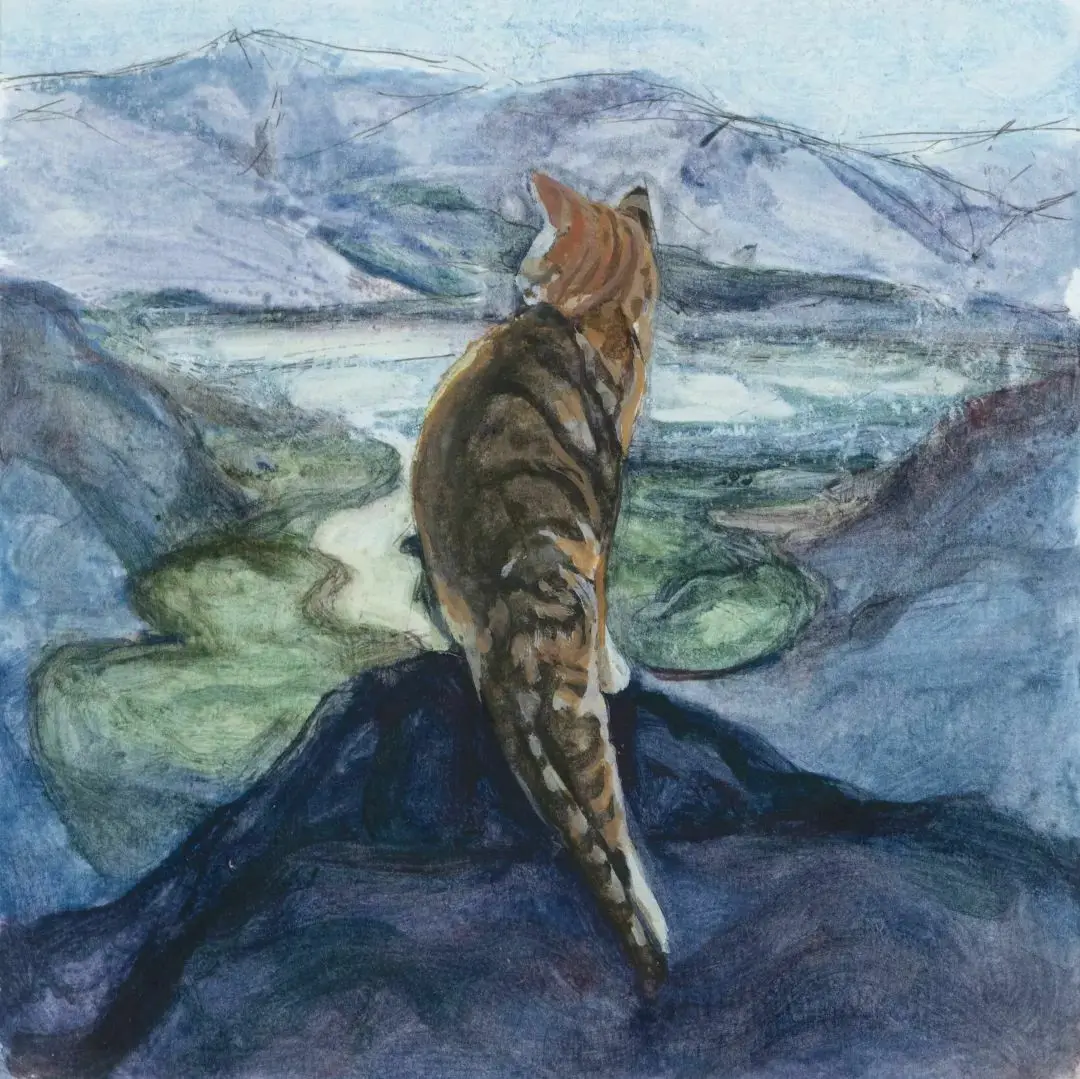 猛⻁上⼭  

纸本⽔彩  

16cm×16cm  

2020