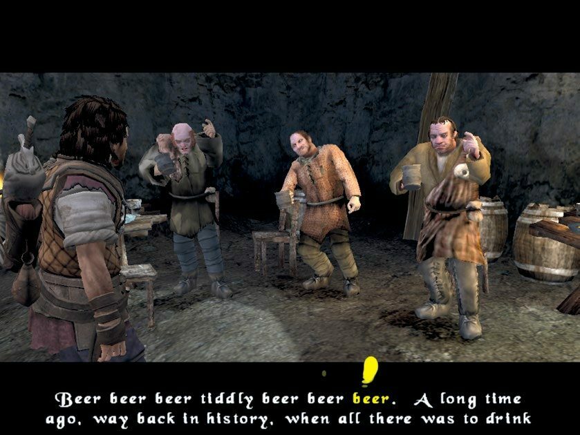 作为一个以吟游诗人为主角的游戏，《新冰城传奇》中随处可见各种歌谣，比如合唱曲《啤酒，啤酒，啤酒》[6]。