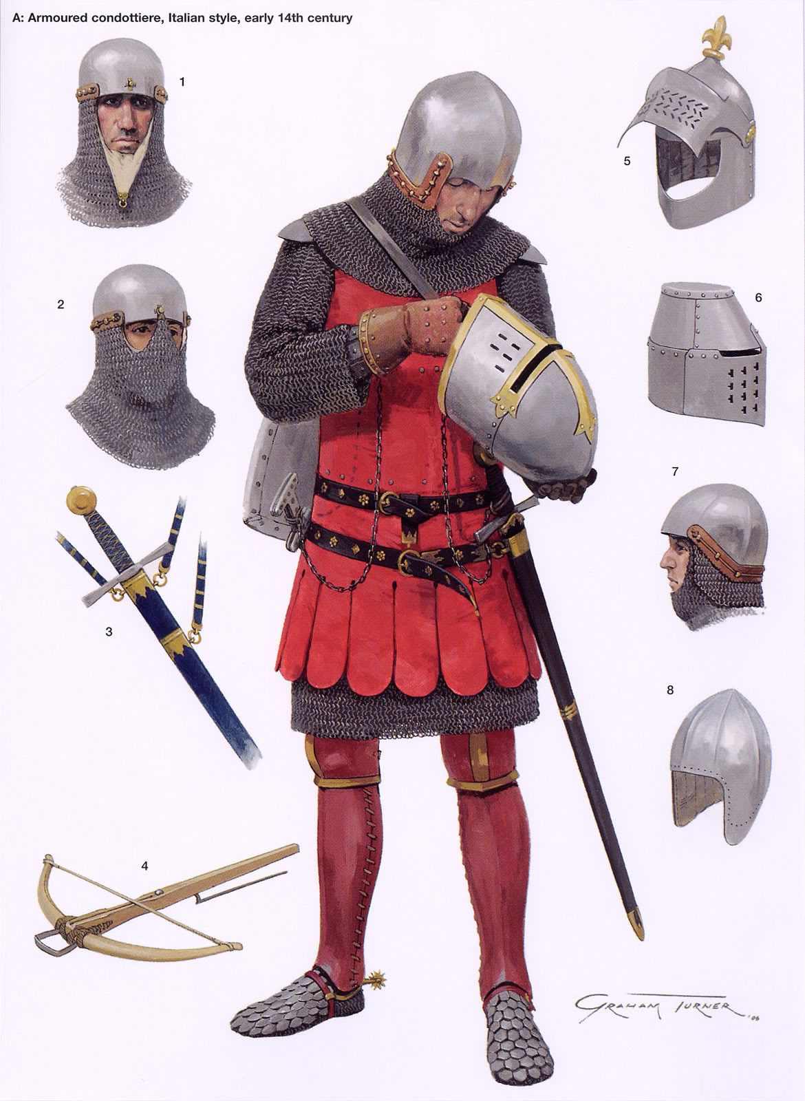 经典的14世纪着甲军士的形象