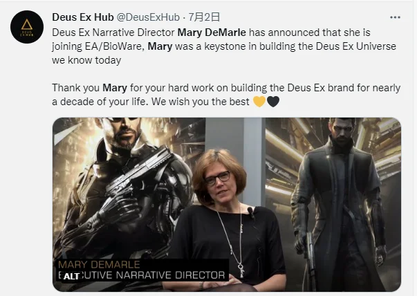 DX背后的女人Mary DeMarle跑到EA了，新DX主美JJB做完银护也跑了，基本宣布新DX死刑