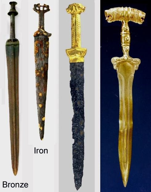 波斯-斯基泰短剑，有铁制和铜制两种材质