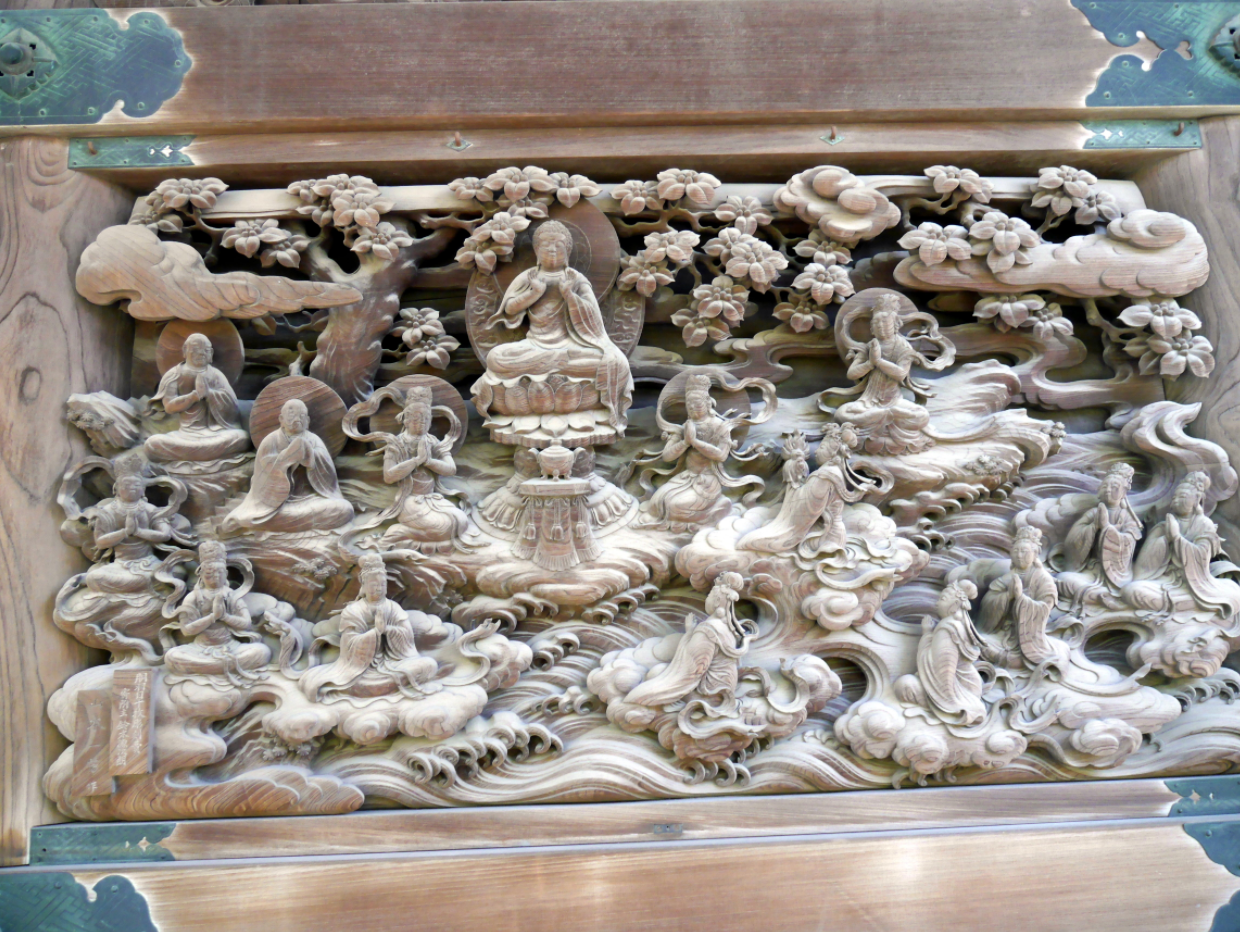 《龍女成仏譚》傳說相關的木雕——龍女成仏の図