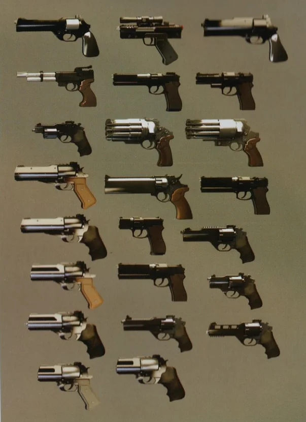 《隔离》的部分手枪概念设计，不乏一些极为大胆的方案