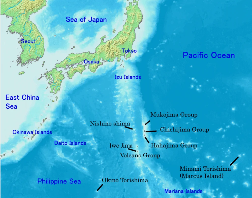 地图上地小笠原群岛，很难联想出这里属于东京的地块