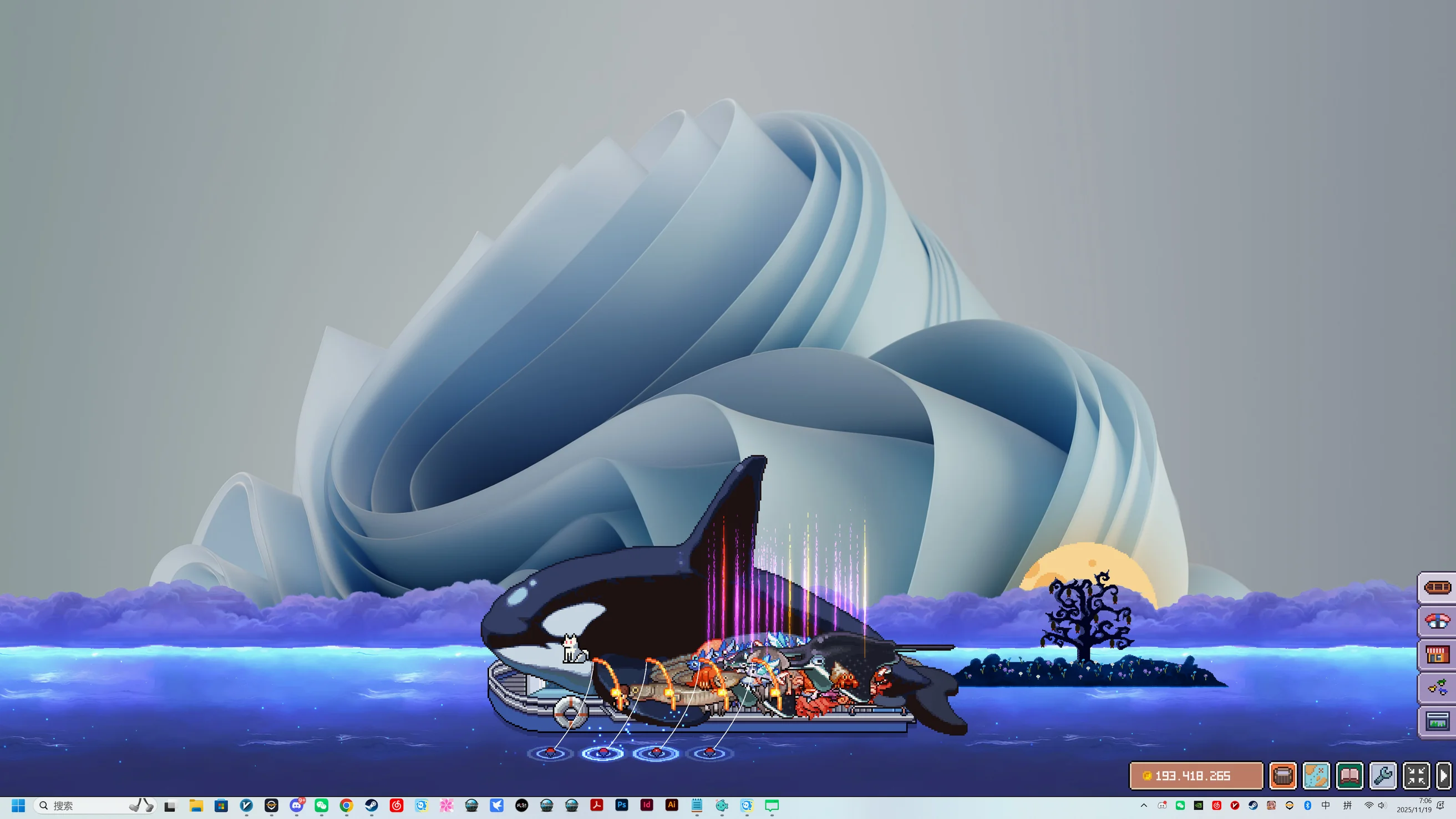 桌面放置小游戏#悠哉钓鱼更新了，钓上来好大一条虎鲸。 哈哈啥都不用做就能自动钓鱼，真是几乎完美的... | 机组| 机核GCORES