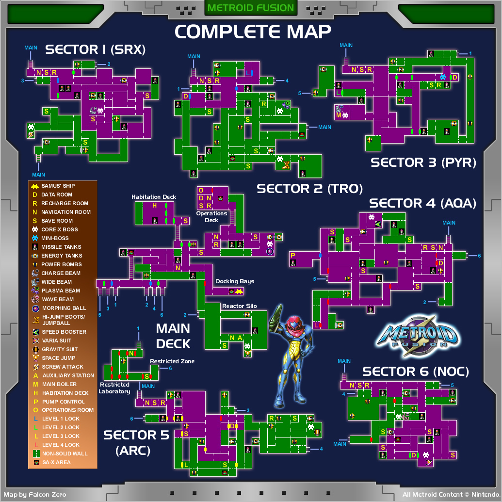 《密特羅德：融合》的遊戲地圖