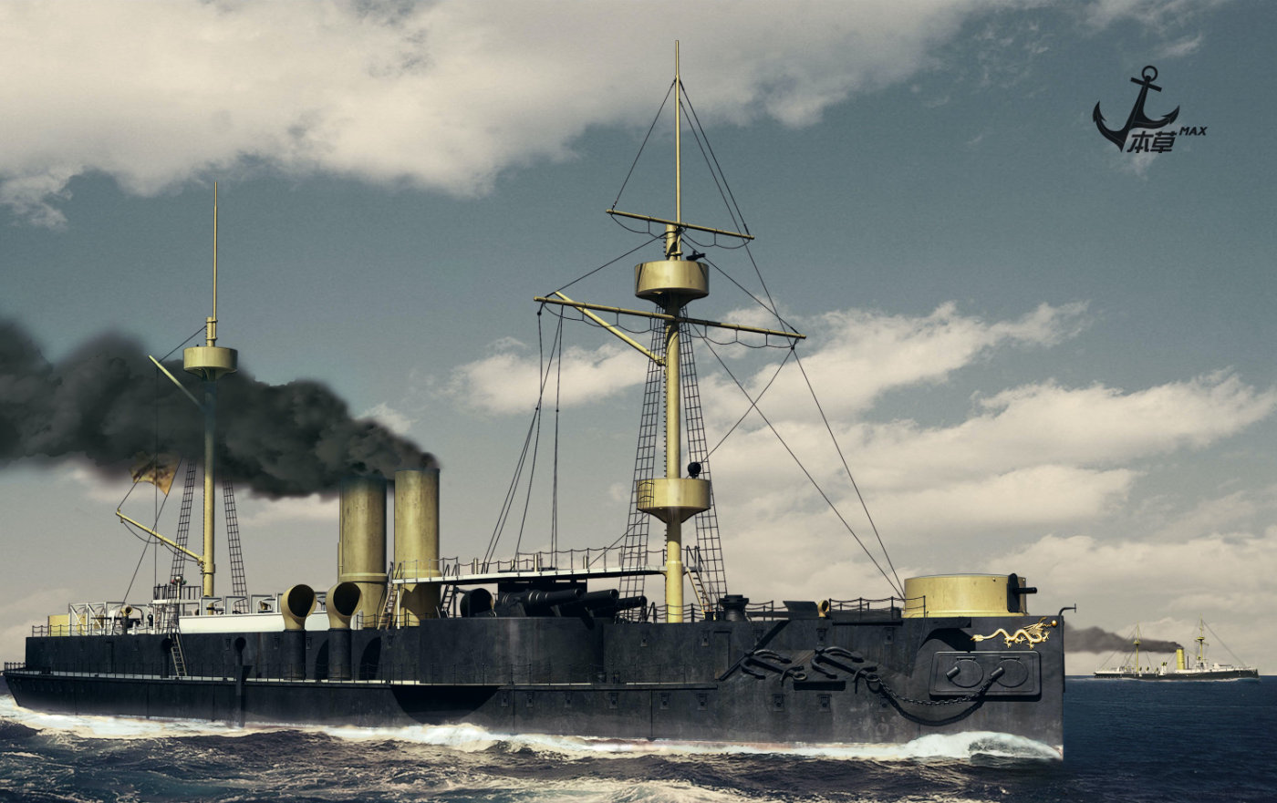 老式铁甲舰，定远号
