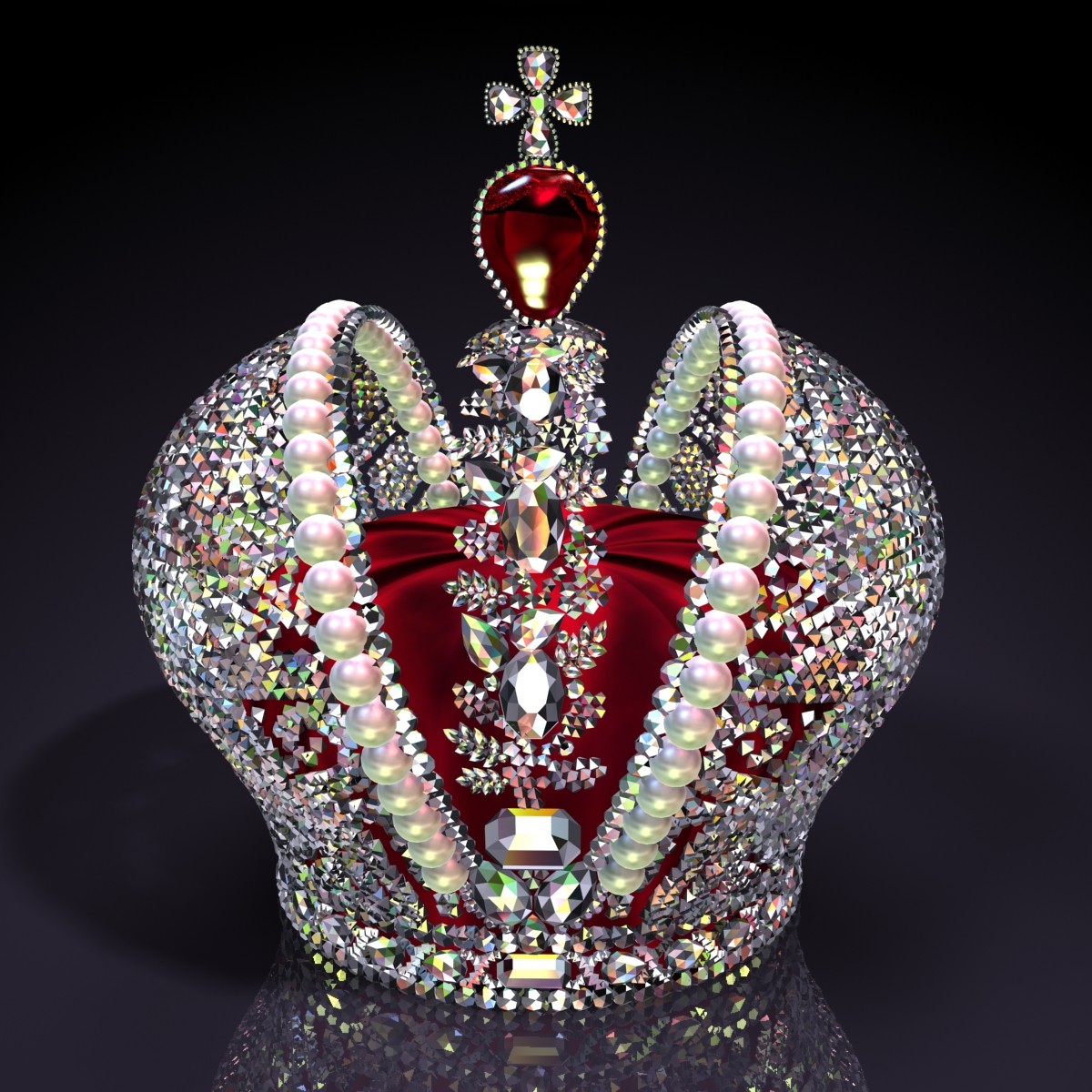 叶卡特琳娜大帝的皇冠，上面镶嵌着一颗红宝石