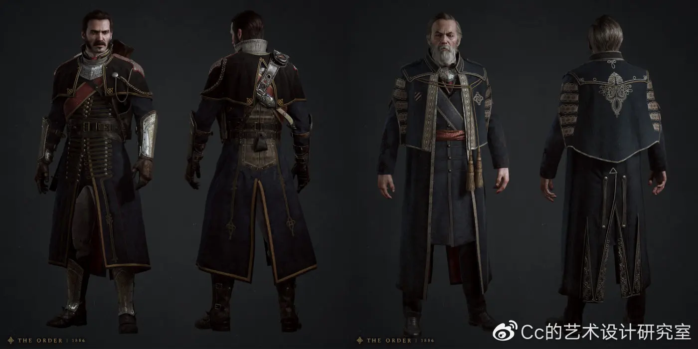 教团1886中的圆桌骑士服装是传统军装和神职服装的再设计。