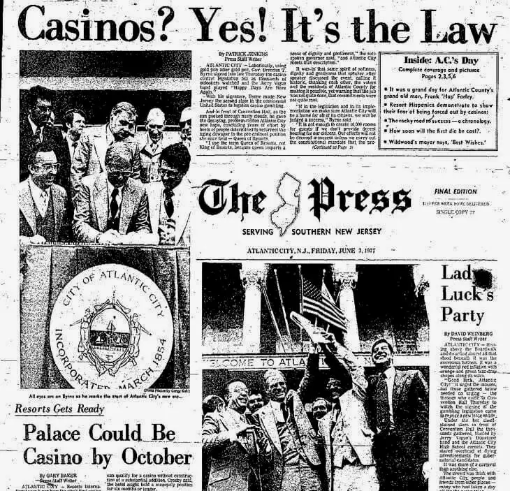 1976年新泽西州批准了大西洋城的赌博合法化