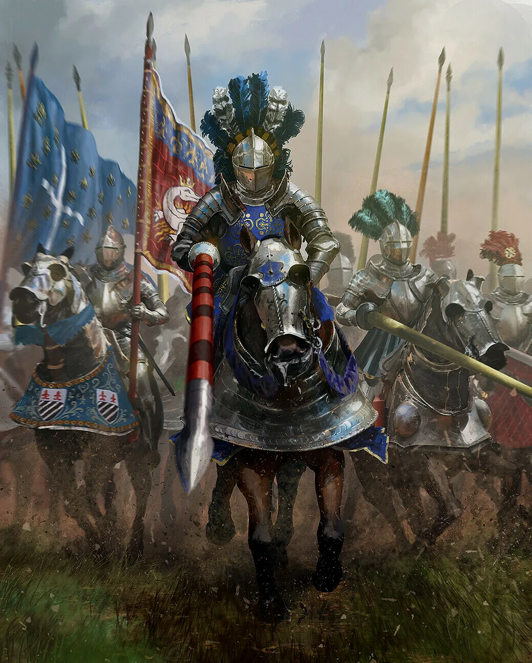 16世纪的法国敕令骑士，他们属于一种在组织上介于封建骑士和近代化常备军之间，装备和战术更传统的冲击型重骑兵