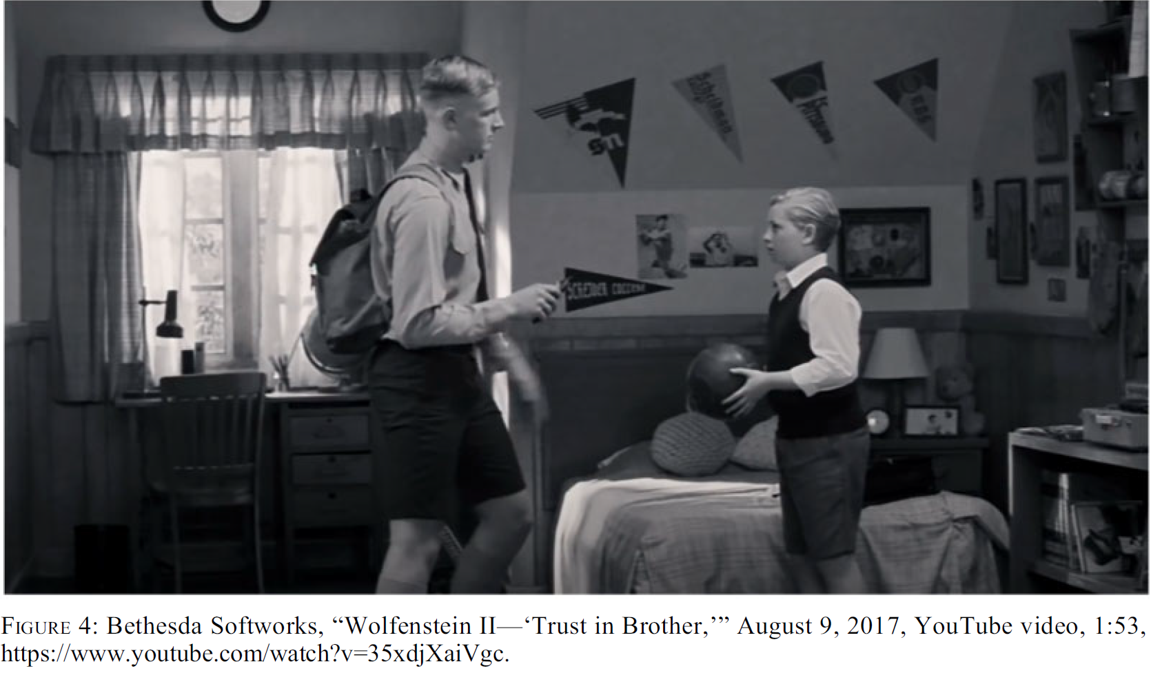 圖4: Bethesda Softworks，「Wolfenstein II-'Trust in Brother'」2017年8月9日，YouTube視頻，1:53