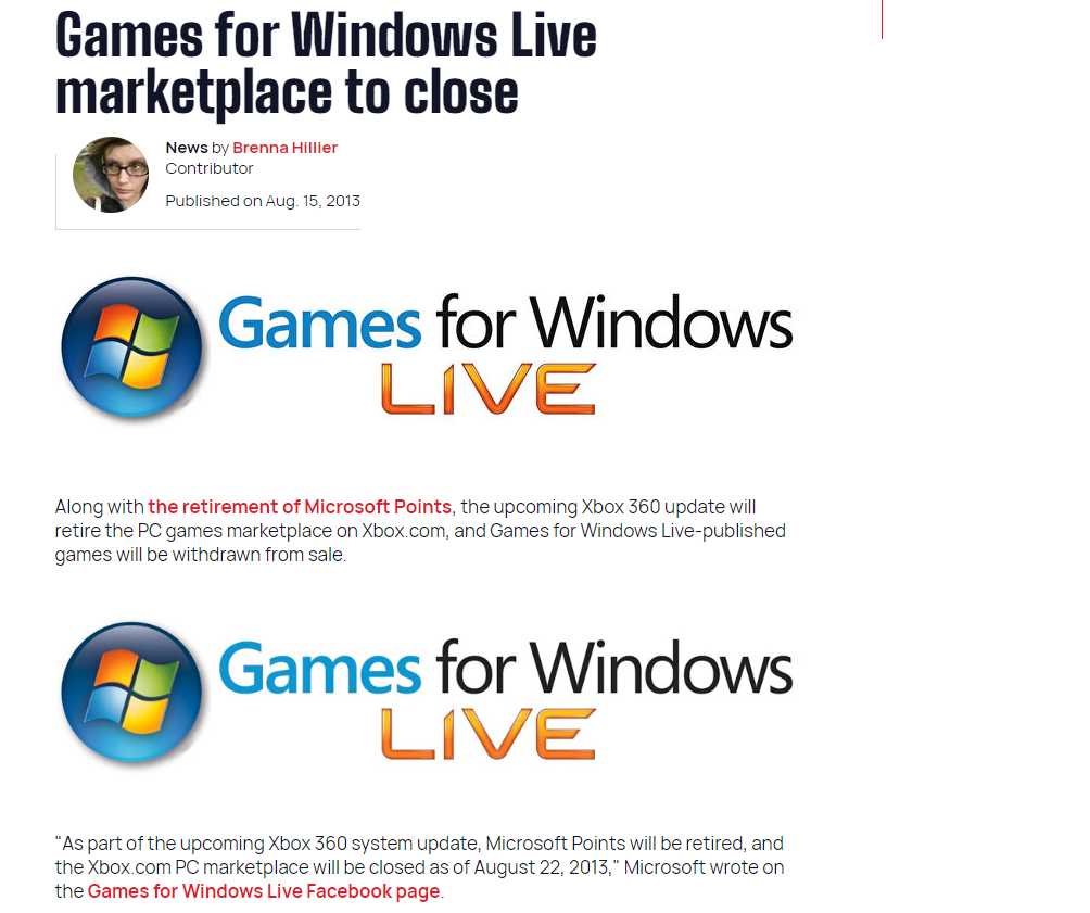 2014年Game For Windows Live 正式落幕
