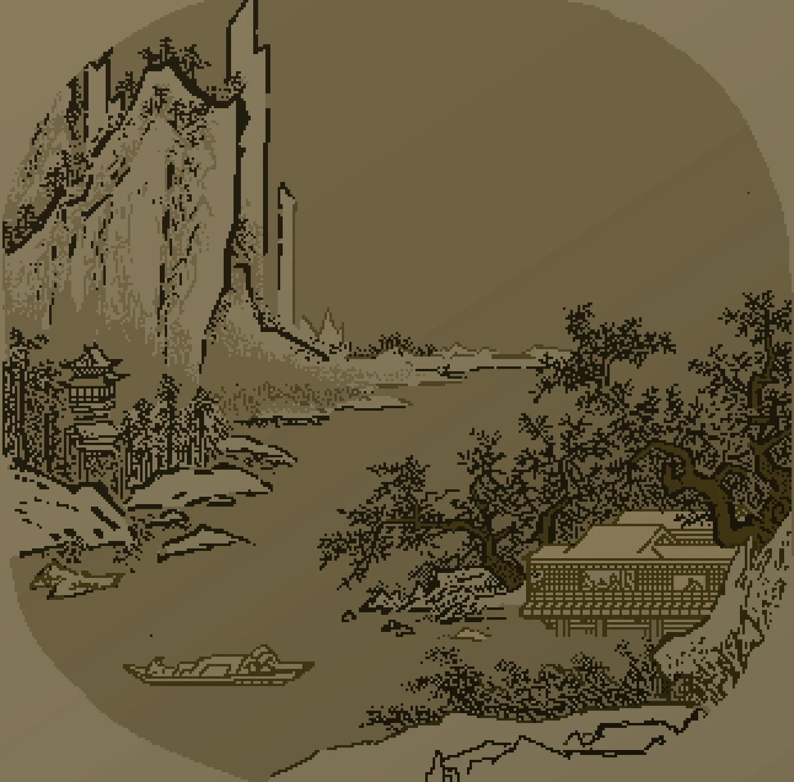 临朱锐《山阴访戴图》