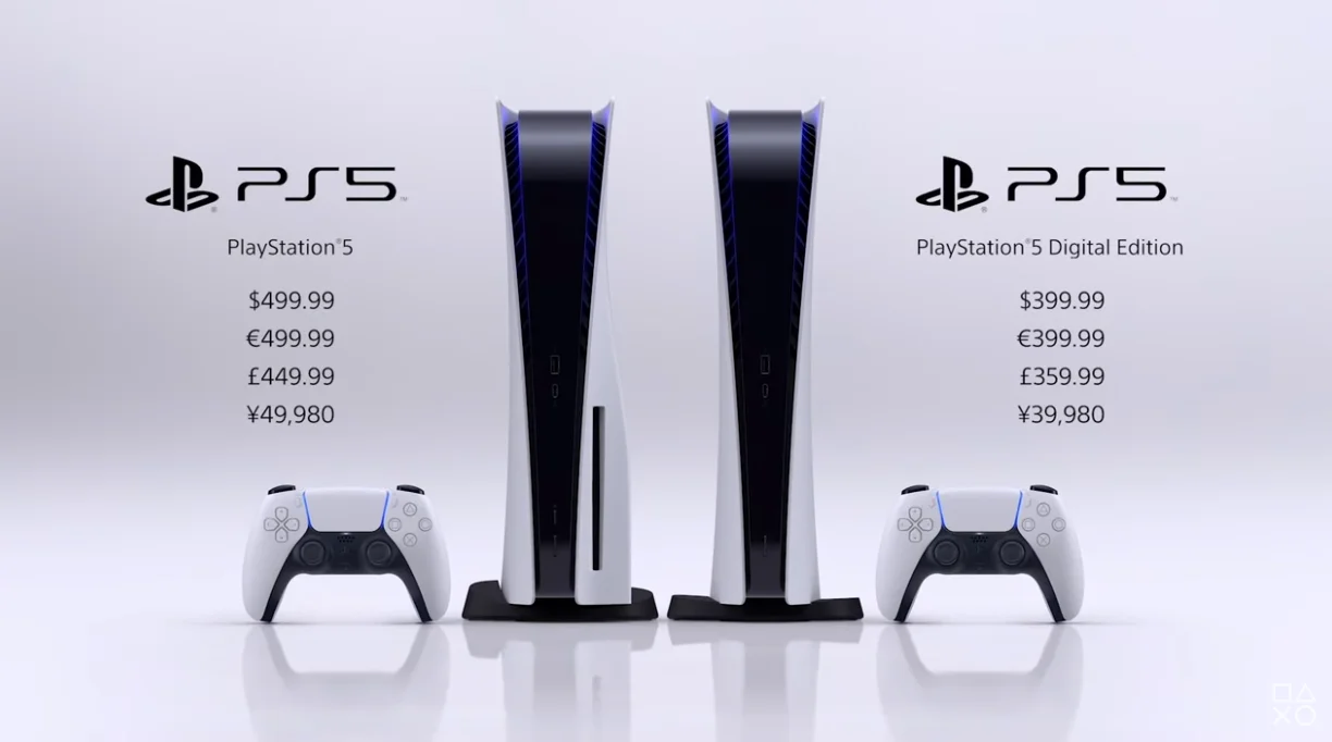 PlayStation 5标准版售价499.99美元，无光驱版售价399.99美元