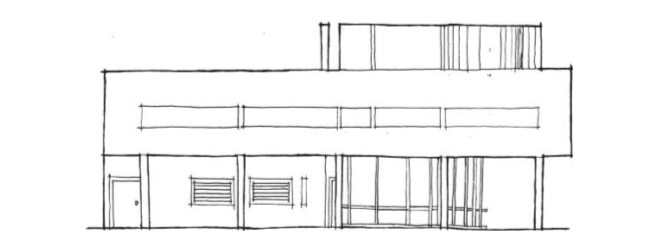 圖2.21：勒·柯布西耶設計的薩瓦依別墅的建築立面圖。這座別墅於1931年在法國伊夫林省的普瓦西完成。