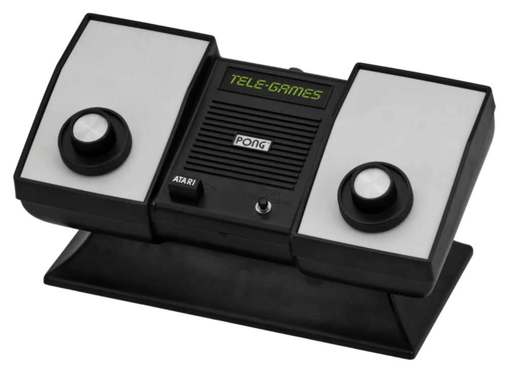千呼万唤始出来的雅达利Home Pong，当时售价98.95美元 好处是全部操控按钮都在一个设备上