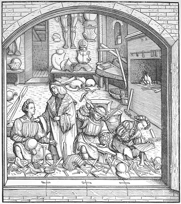 ▲马克西米利安一世参观康拉德·苏森霍夫 (Konrad Seusenhofer) 的工坊（约1514-16年）