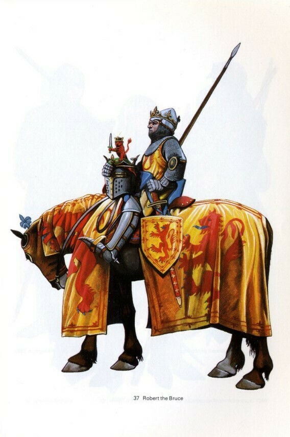 14世紀的騎士會在中盔外面再套一層大型的巨盔作為強化防護的選擇