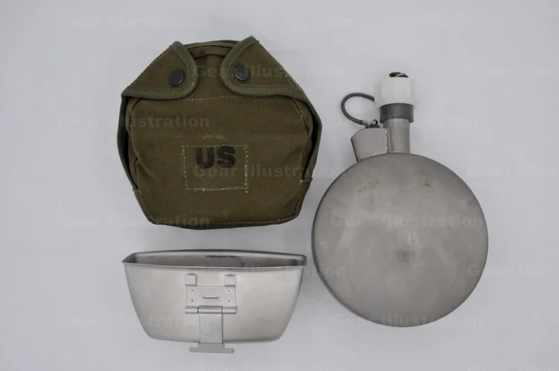 越战时期圆形不锈钢保温水壶，一夸脱容量
