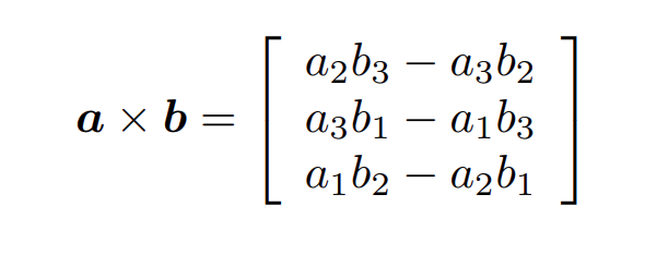 作为参照这里展示了向量叉乘的计算结果