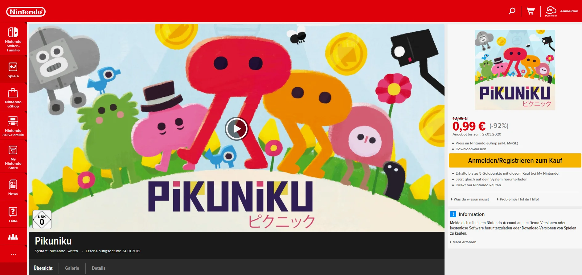 欧服 eShop 页面