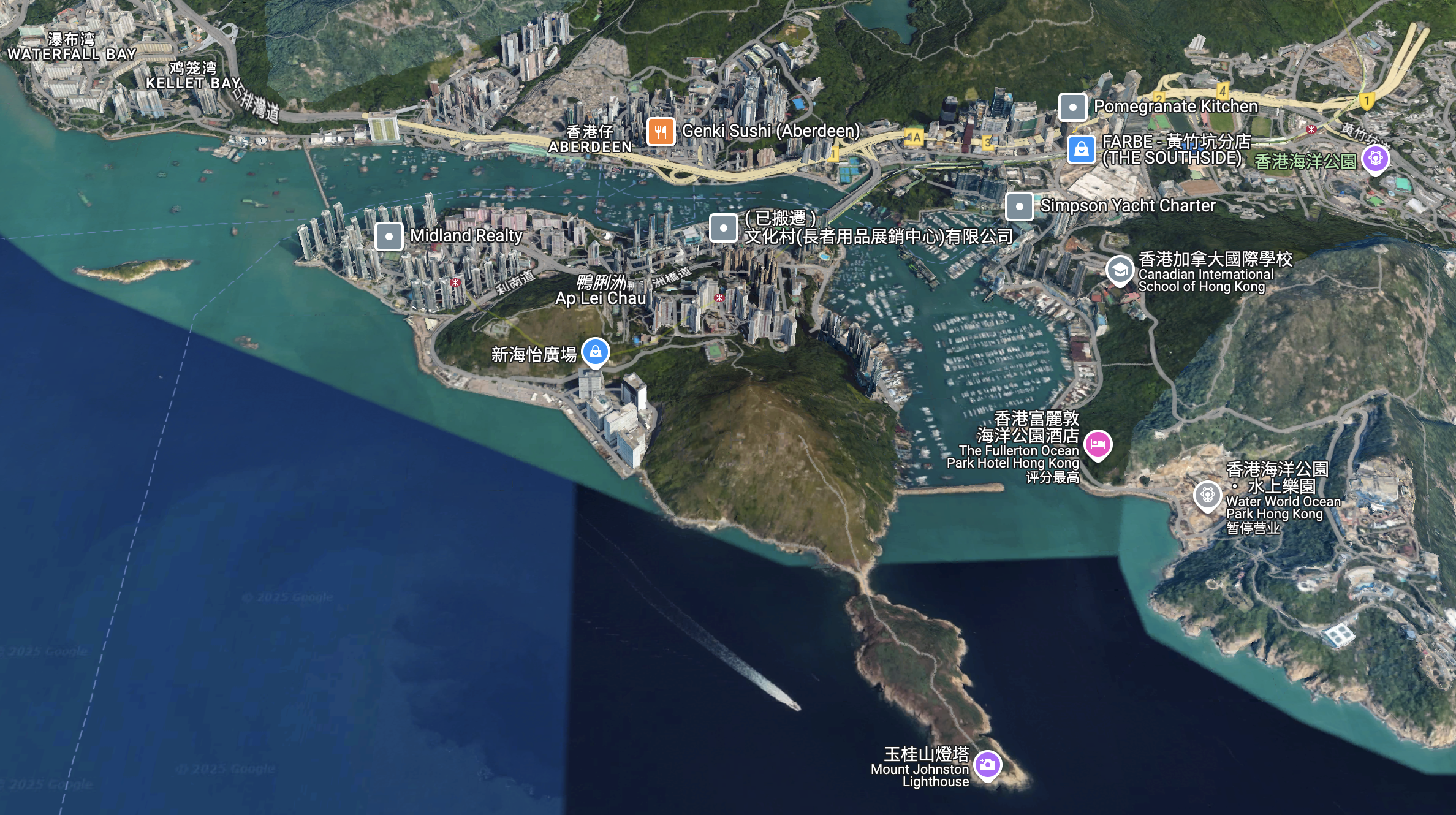 岛屿主要由住宅区构成，北部是主要的居住区域，而东南部和中部则有玉桂山等山丘。西南角有一个较小的利南道工业区。鸭脷洲与香港仔之间的海域被划定为香港仔避风塘，这是香港知名的避风港之一。