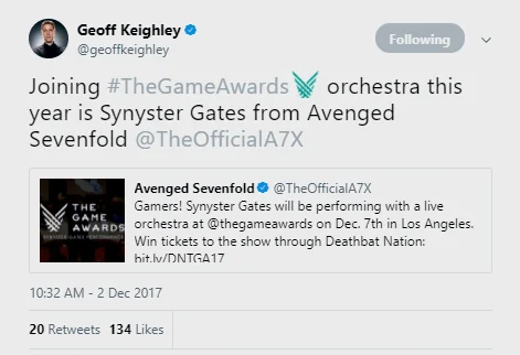 TGA 2017 邀请 Synyster Gates
