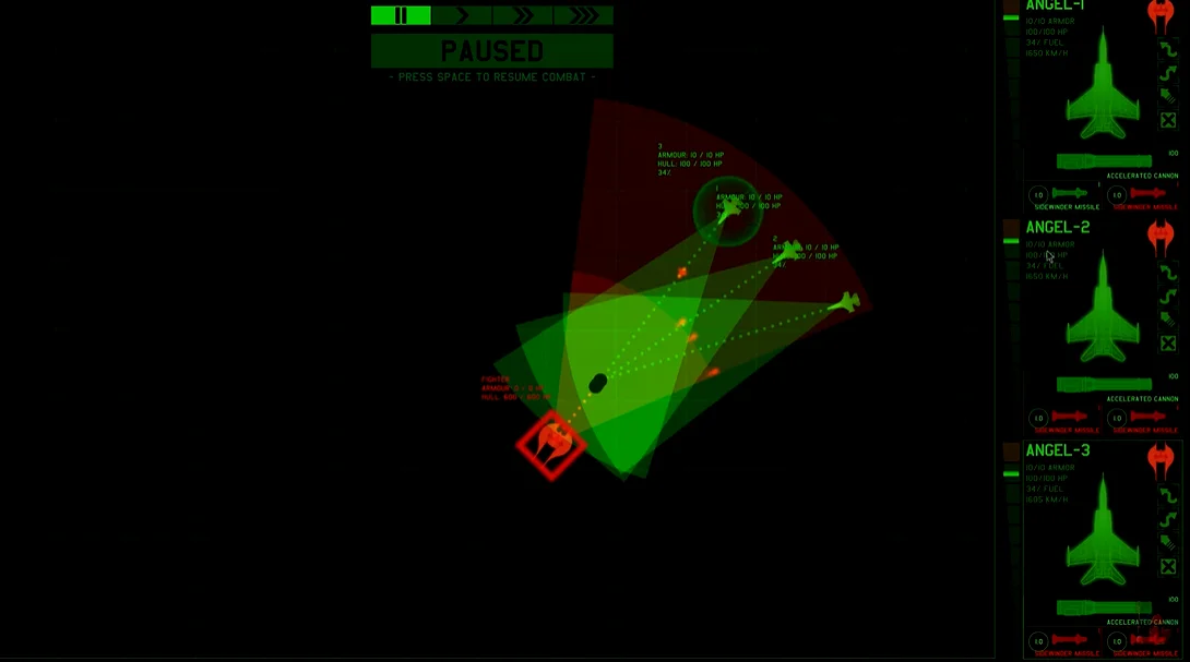 游戏中X-25三机编队与外星飞船进入狗斗的场景 
