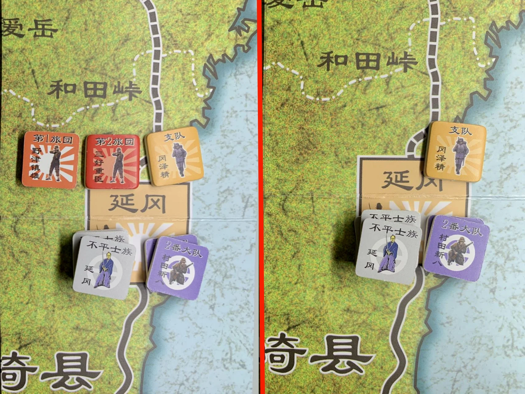 守方开火前（左）与开火后（右）对比