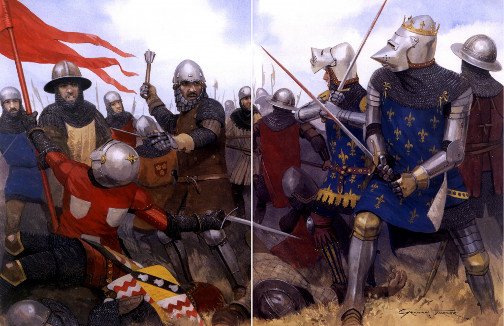 英法兩國的騎士和士兵們在14世紀的諸多戰役中展開了曠日持久的廝殺