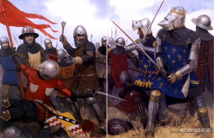 英法两国的骑士和士兵们在14世纪的诸多战役中展开了旷日持久的厮杀
