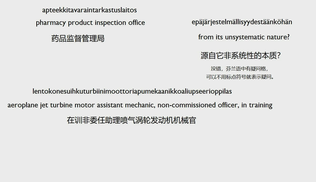 芬兰语是几乎和巴斯克语一样外星人采用的语言。语种如此之小，以至于朋友告诉我他们的教材都是瑞典语和德语的。因为学建筑的只有一千人左右，为了这些人专门编撰芬兰语教科书并不经济。