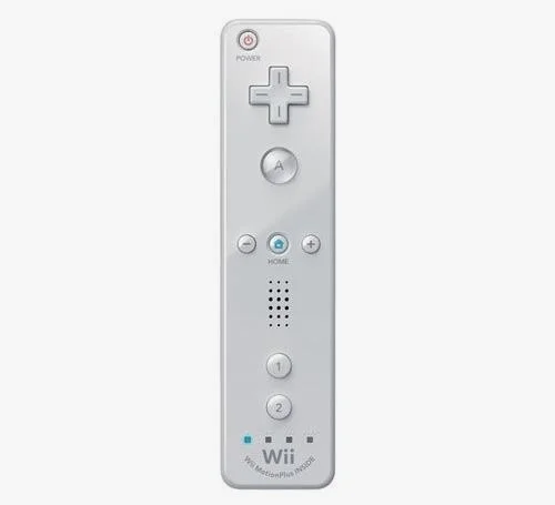 因为外观更像电视遥控器而被命名为Wiimote 任天堂再一次颠覆手柄外观 十字键在顶端 一个大A键 B键在背面为扳机键 “开始”和“选择”变成“+/-” “Y/Z键”变成“1/2键”
