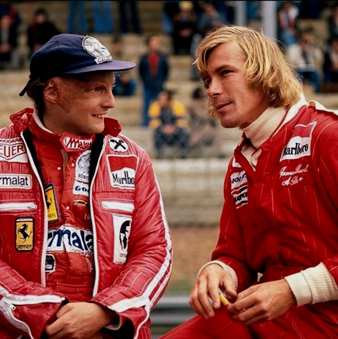 严谨精确的劳达与豪放激进的亨特都是70年代F1的代表人物。