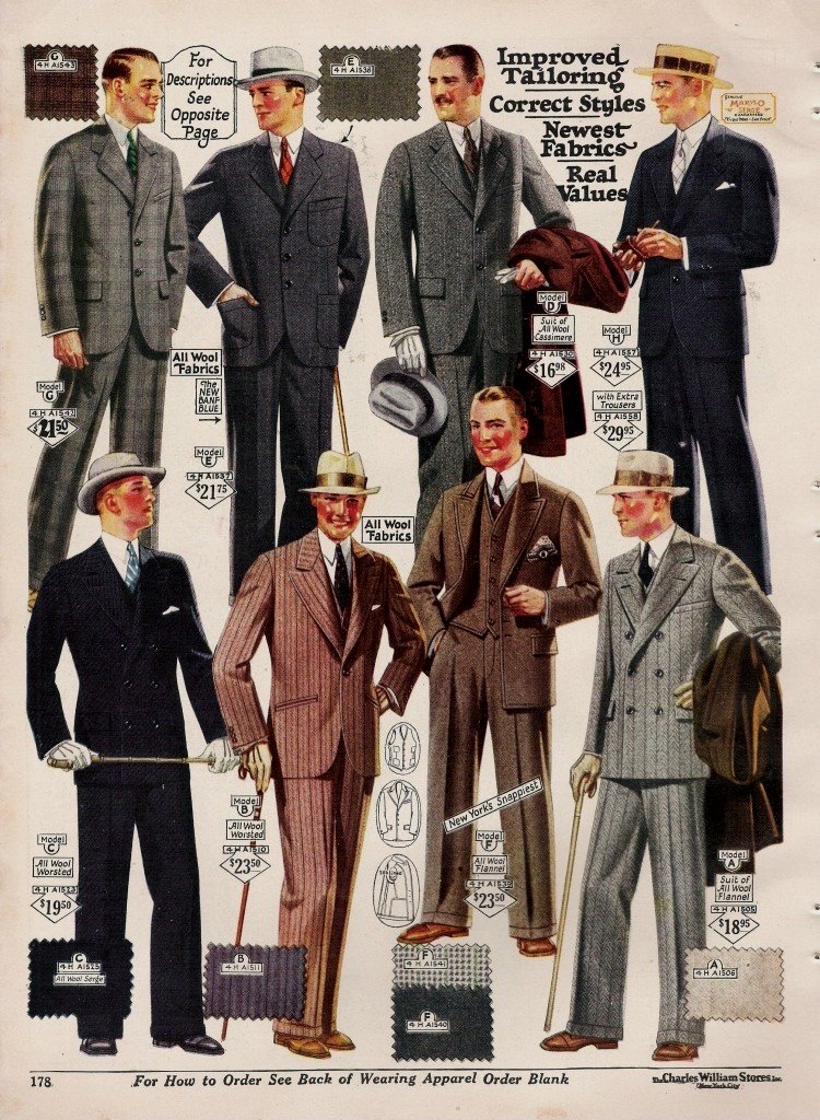1920s流行較為窄身的西裝