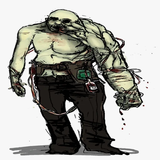 一个早期的“甜手”之前修补者的概念美术。
（网址：https://www.reddit.com/r/Bioshock/comments/13flv87/early_concepts_for_splicers_warning_body_horror/）