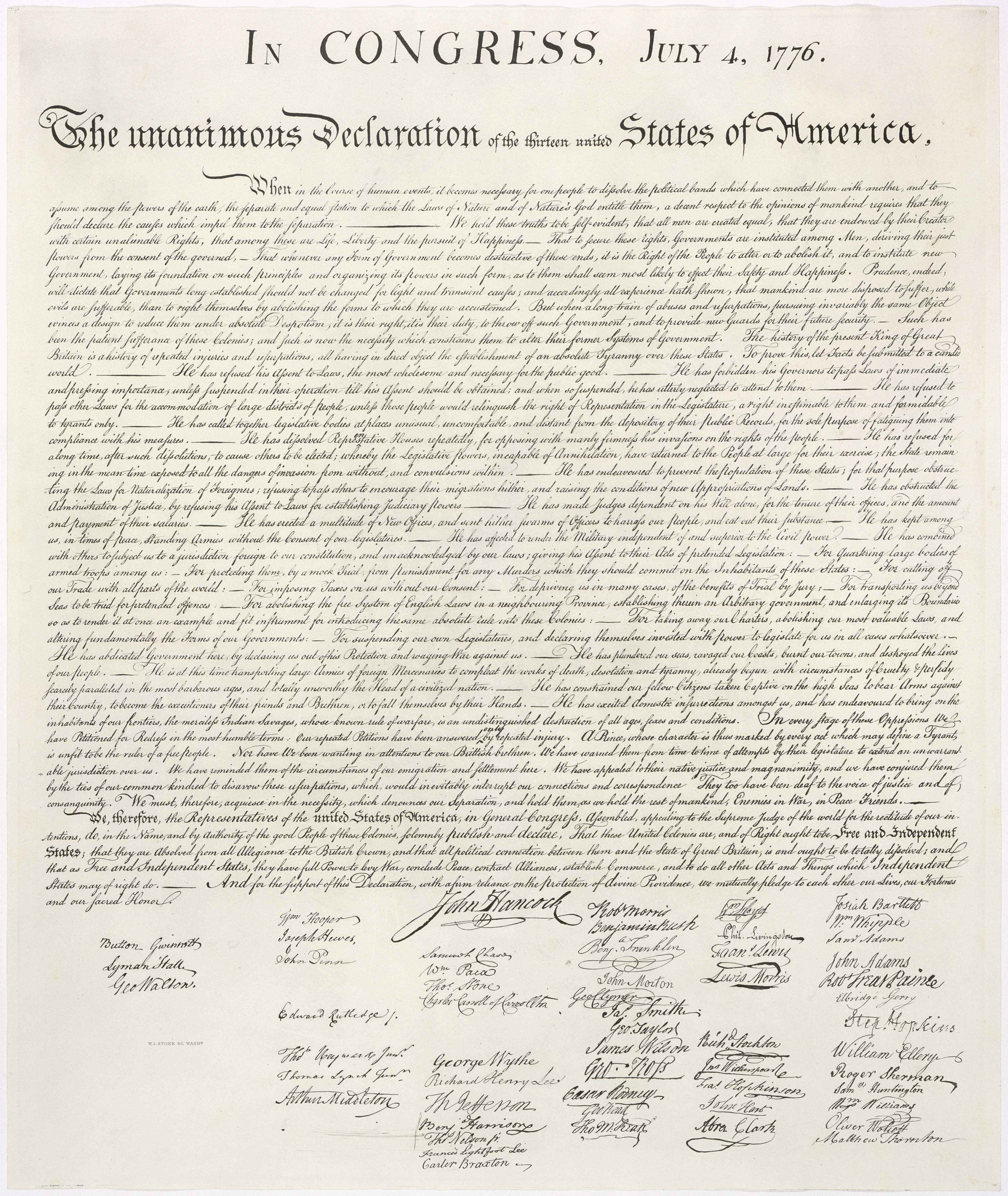 美国《独立宣言》的56位签署者中有8名共济会的公开会员
