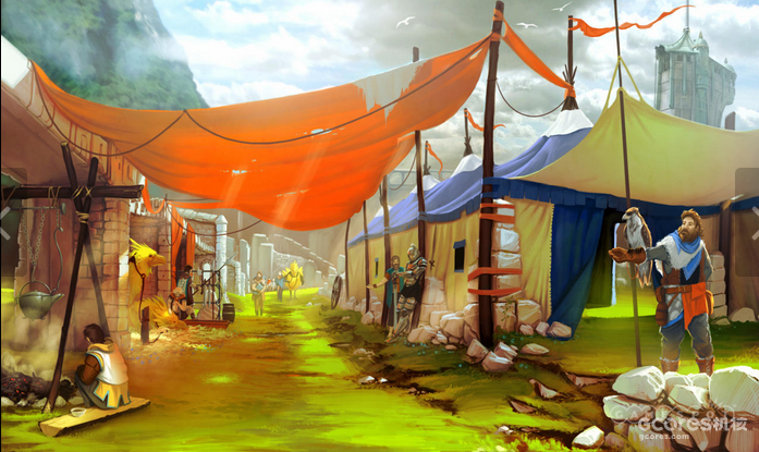 要塞通往内陆之间的一个营地。在这里，玩家可以与军队互动、接受探索任务等等。