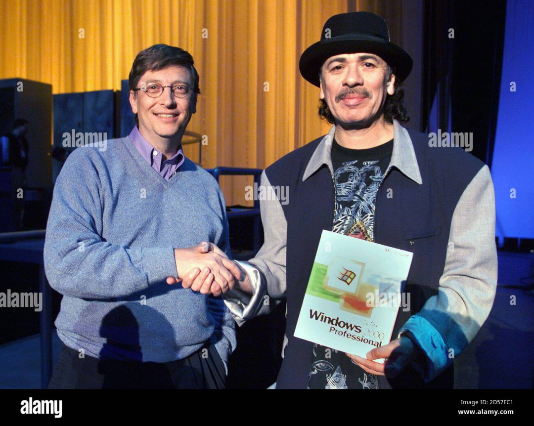 比尔·盖茨和Santana的主唱卡洛斯·桑塔纳